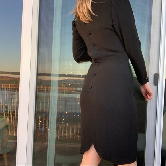 Vintage Sonia Rykiel Black Midi Shift Dress Bow - Picture 2 of 10